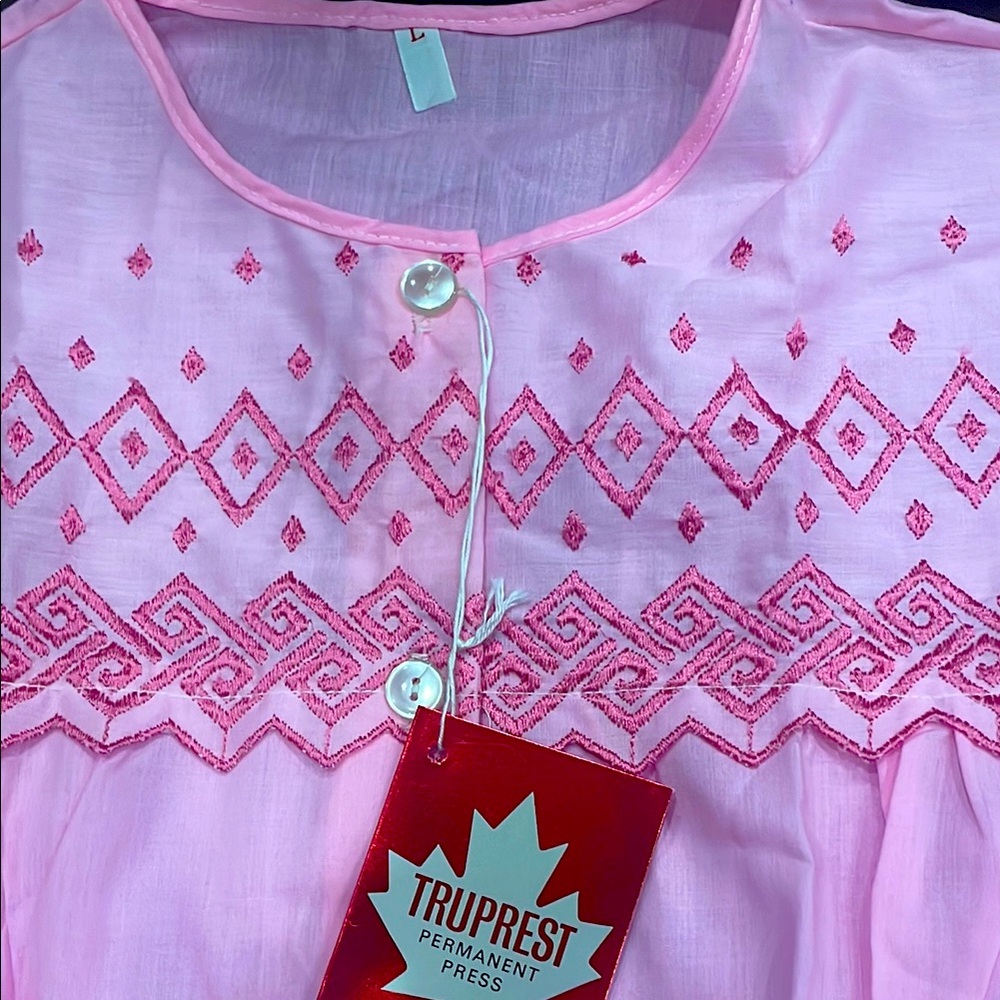Rare Find Vintage 1980’s Pink Embroidered Summer Nightgown - Picture 8 of 15